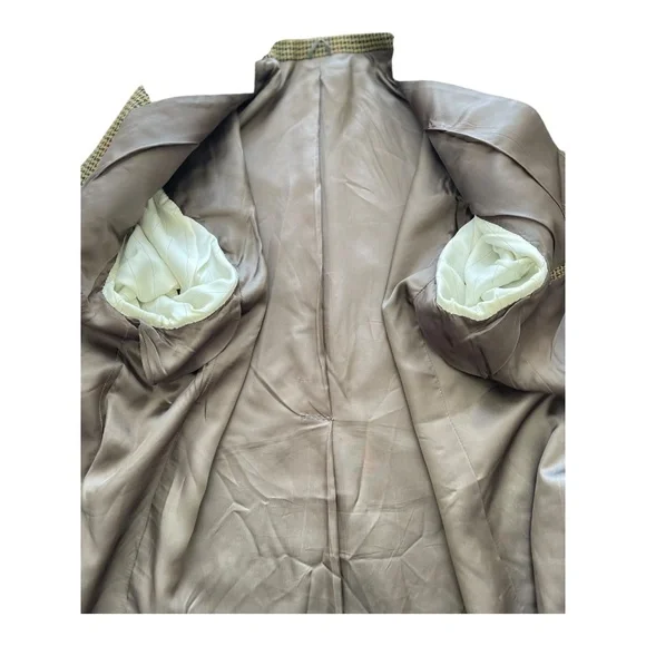 David G. Cotugno Mens 2 Button Silk Wool Blazer Jacket Beige Yellow Houndstooth - Picture 10 of 14